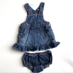Jean Skirt Overalls with diaper cover